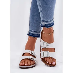 Klapki Damskie Z Klamrami Inblu CP000042 Białe - Klapki i japonki damskie - miniaturka - grafika 1