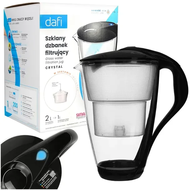 Dzbanek Szklany Dafi Crystal Unimax Led 2l + 1x Wkład Filtr Wody Dafi