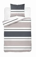 Pościel - Pościel satynowa 140x200 biała grafitowa beżowa paski z jedną poszewką Home Satin - miniaturka - grafika 1