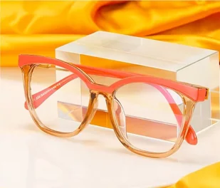 Damskie kocie oczy okulary zerówki do komputera BLUE LIGHT 25144B Brudny róż/Herbaciane - Okulary korekcyjne, oprawki, szkła - miniaturka - grafika 1