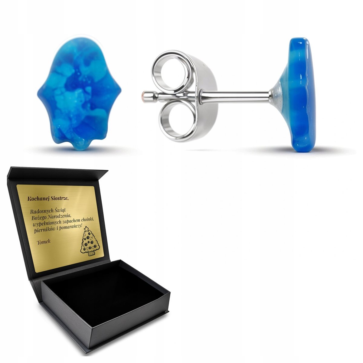 Kolczyki Srebrne Ręka Fatimy Turecki Amulet Delikatne Subtelne Z Grawerem