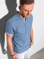 Koszulki męskie - Ombre Koszulka męska polo bawełniana S1381 - niebieska L - miniaturka - grafika 1