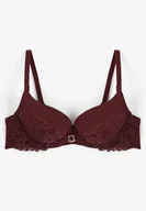 Biustonosze - Ciemnofioletowy Biustonosz Push Up z Koronkowymi Detalami Mailese - miniaturka - grafika 1