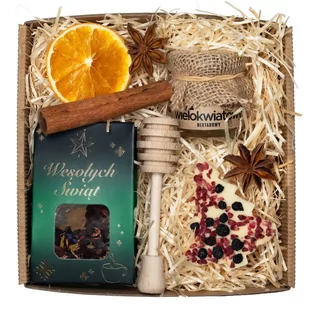 Zestaw Świąteczny z herbatą, miodem i czekoladą / Kuferek Smakołyków - Zestawy upominkowe - miniaturka - grafika 1