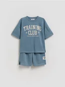 Spodnie i spodenki dla chłopców - Reserved - Bawełniany komplet - niebieski - miniaturka - grafika 1