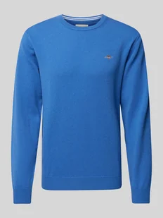 Sweter z dzianiny z wełny z okrągłym dekoltem - Swetry męskie - miniaturka - grafika 1