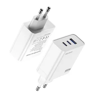 Dux Ducis C90 GaN szybka ładowarka sieciowa PPS 65W USB / 2x USB Typ C Quick Charge 3.0 Power Delivery FCP AFC (azotek galu) biały - Ładowarki do telefonów - miniaturka - grafika 2