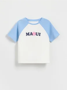Reserved - Bawełniany t-shirt z aplikacją - jasnoniebieski - Koszulki dla dziewczynek - miniaturka - grafika 1