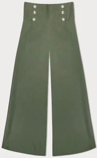 Eleganckie szerokie spodnie damskie khaki (33575) - MADE IN ITALY - Spodnie damskie - miniaturka - grafika 1