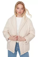 Płaszcze damskie - Trendyol Damska kurtka z klapą, zwykła, regularna, zimowa, płaszcz, beżowy, S, BEŻOWY - miniaturka - grafika 1