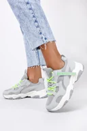 Buty dla dziewczynek - Szare sneakersy na platformie buty sportowe sznurowane Casu 21-11-21-G - miniaturka - grafika 1