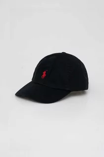 Czapki męskie - Polo Ralph Lauren czapka z daszkiem bawełniana kolor czarny z aplikacją - grafika 1