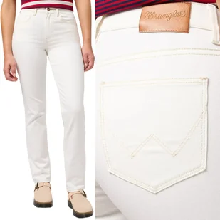 Wrangler STRAIGHT White PROSTE WYŻSZY STAN BIAŁY DżINS W28 L32 - Spodnie damskie - miniaturka - grafika 1
