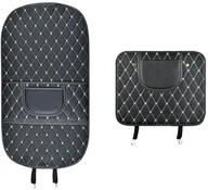 Foteliki samochodowe - Mata ochronna skórzana na fotel samochodowy przeciw kopaniu z organizerem czarna - miniaturka - grafika 1