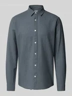 Koszule męskie - Koszula lniana o kroju slim fit z kołnierzykiem typu kent model ‘CAIDEN’ - miniaturka - grafika 1