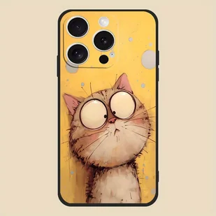 TEMU Zabawny Wzór Duże Oczy Kot -upadek TPU Miękki Etui Na Telefon Komórkowy Do Iphone16 15 14 11 Xs Max XR 7 8 - Inne - miniaturka - grafika 1