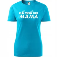 Koszulki i topy damskie - Damska Koszulka na Dzień Mamy Bombowa mama na Prezent Urodziny dla Mamy turkusowy XXL - miniaturka - grafika 1