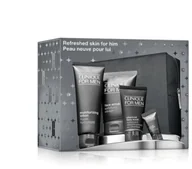 Kremy do twarzy - Clinique Clinique For Men Refreshed Skin for Him zestaw peeling do twarzy 100ml + balsam nawilżający 100ml + żel do mycia twarzy 50ml + krem pod oczy 7ml + kosmetyczka - miniaturka - grafika 1