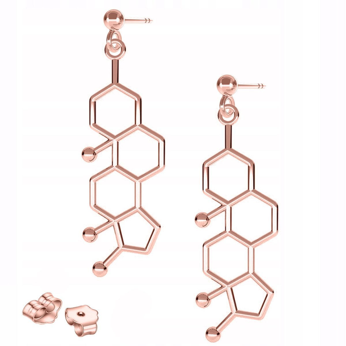 Kolczyki Pozłacane Wzór Testosteron Sztyft z Wzorem Testosteronu SREBRO 925