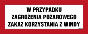 BC128 W PRZYPADKU ZAGROŻENIA POŻAROWEGO ZAKAZ KORZYSTANIA Z WINDY, TS - PŁYTA TD FOTOLUMINESCENCYJNA; (360X140MM) - Systemy ekspozycyjne i znaki informacyjne - miniaturka - grafika 1