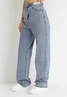 Spodnie damskie - Niebieskie Jeansy z Wysokim Stanem i Szerokimi Nogawkami Evantha - miniaturka - grafika 1