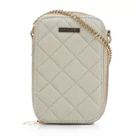 Torebki damskie - Damska minitorebka z pikowanego dżinsu na łańcuszku beżowa - miniaturka - grafika 1