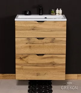 Szafka łazienkowa wisząca z umywalką dąb naturalny 60 cm Victa Gante - Szafki łazienkowe - miniaturka - grafika 1