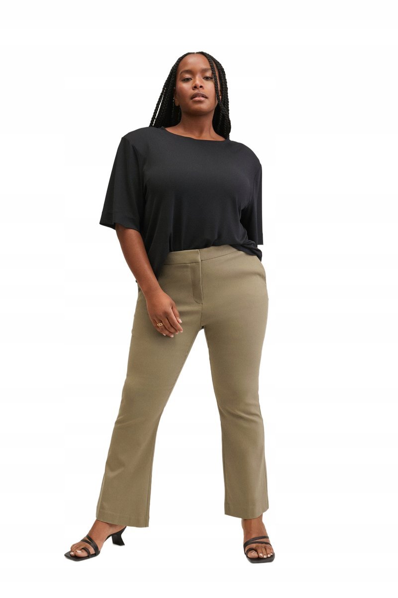 MANGO CASUAL KHAKI SPODNIE Z DZWONAMI I WYSOKIM STANEM 40 5FA