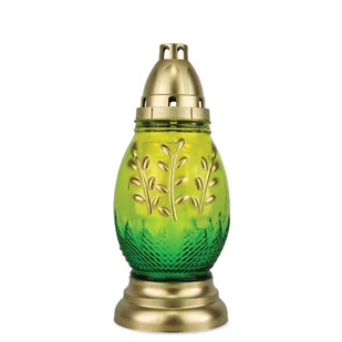 Znicz Wielkanocny Jajko 27 cm Zielony DP77m Standard Znicz Szklany Malowany z Wkładem Wymiennym - Lampiony i znicze - miniaturka - grafika 1