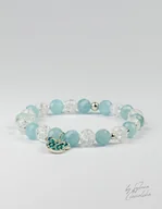 Bransoletki - Unikatowa Bransoletka Damska z Kamieni Naturalnych Akwamaryn i Kwarc - miniaturka - grafika 1