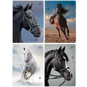 Zeszyty szkolne - 4 X ZESZYT A5, 32 KARTKI, KRATKA Z MARGINESEM, KONIE, HORSES, INTERDRUK - miniaturka - grafika 1