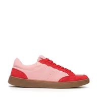 Półbuty męskie - Zamszowe sneakersy ze wstawkami z ekoskóry brązowe - miniaturka - grafika 1