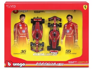 Ferrari SF-24 Leclerc Sainz ZESTAW BOLIDÓW F1 1:43 BBURAGO 18-36856 - Samochody i pojazdy dla dzieci - miniaturka - grafika 1