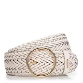 Paski - Damski pasek ze skórzanej plecionki z okrągłą klamrą - miniaturka - grafika 1