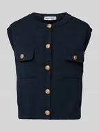 Kamizelki damskie - Kamizelka z dzianiny z kieszeniami na piersi - miniaturka - grafika 1