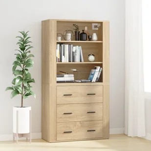 vidaXL Witrynka, dąb sonoma, materiał drewnopochodny - Witryny - miniaturka - grafika 1