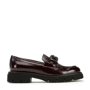 Damskie mokasyny skórzane z łańcuchem z kryształków bordowe - Wittchen - Mokasyny damskie - miniaturka - grafika 1