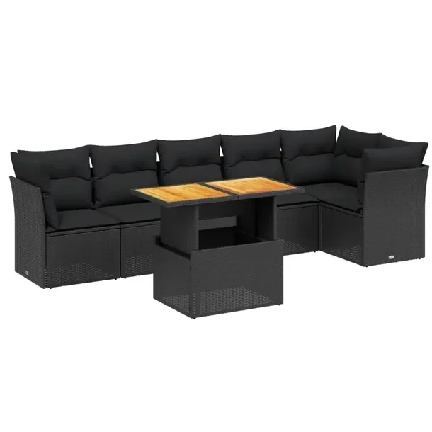 Zestaw mebli ogrodowych modułowych czarny z poduszkami 62x62x69 cm
