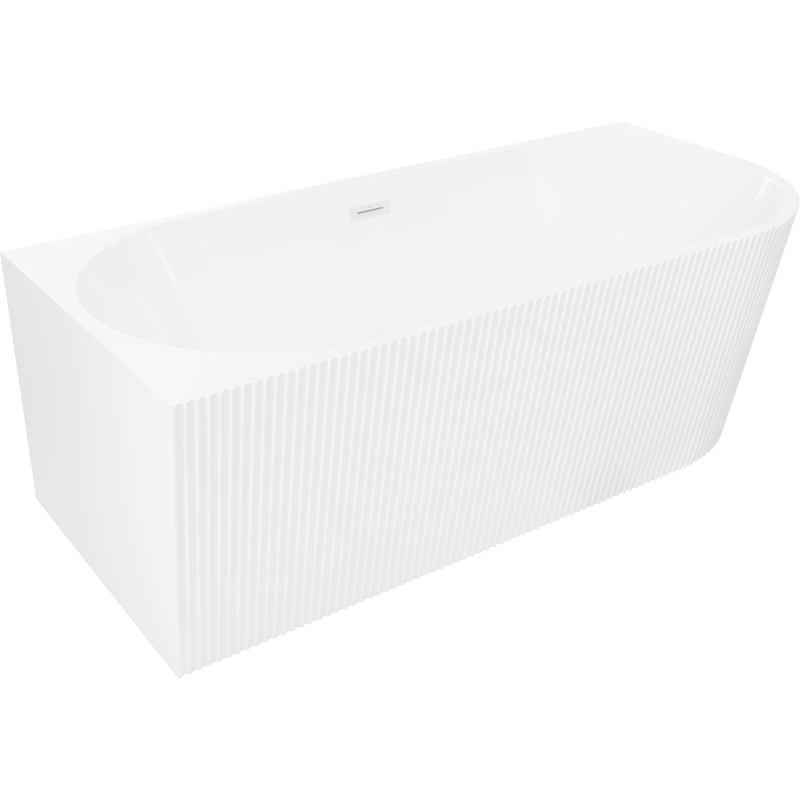 Mexen Silo wanna wolnostojąca narożna lewa ryflowana 170 x 80 cm, biała, przelew biały - 52891708000L-20