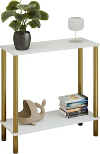Biała minimalistyczna konsola na złotym stelażu R8-S50 - Konsole i sekretarzyki - miniaturka - grafika 1