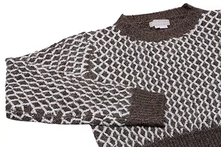 Swetry damskie - Jalene Damski sweter z dzianiny w kratkę w kratkę z recyklingu, poliester, szary, melanż, rozmiar XS/S, szary melanż, XS - grafika 1