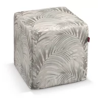 Pufy i podnóżki - Dekoria Dekoria Pufa kostka beżowo kremowe liście palmy na białym tle w 40 × 40 × 40 cm Gardenia 545-142-14 - miniaturka - grafika 1