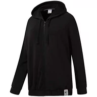Bluzy damskie - Reebok Damska bluza Ac Ft Fz Hoodie Jacket, czarna, XS - miniaturka - grafika 1