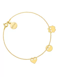 Złota bransoletka z trzema zawieszkami - Bransoletki - miniaturka - grafika 1