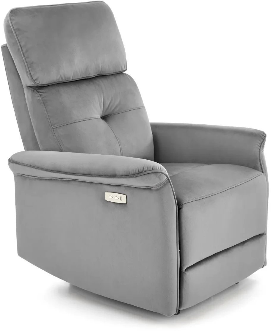 Fotel rozkładany SEMIR VELVET szary HALMAR