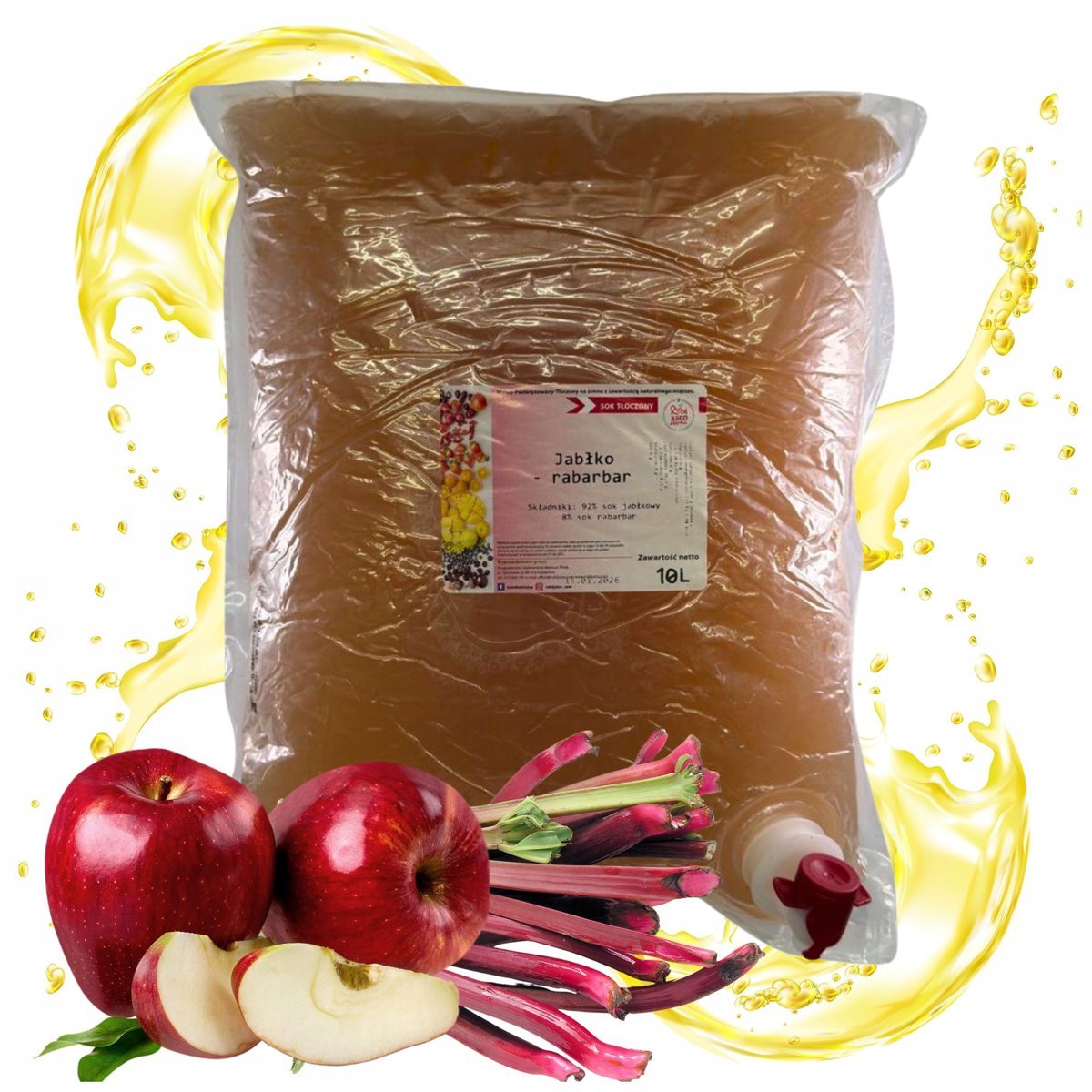 Sok Jabłko rabarbar 10l 100% NFC tłoczony naturalny bez dodatku cukru