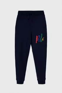 Spodnie damskie - Ralph Lauren Polo Polo spodnie bawełniane dziecięce kolor granatowy z nadrukiem - grafika 1