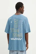 Koszulki męskie - Vans t-shirt bawełniany męski kolor niebieski z nadrukiem VN000HFTJCN1 - miniaturka - grafika 1