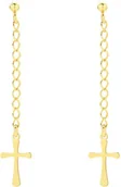 Biżuteria religijna - Długie złote kolczyki z krzyżykami - miniaturka - grafika 1