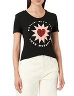 Koszulki i topy damskie - Love Moschino Damska koszulka z krótkim rękawem Rollin' with Love Print, czarny, 38 - miniaturka - grafika 1